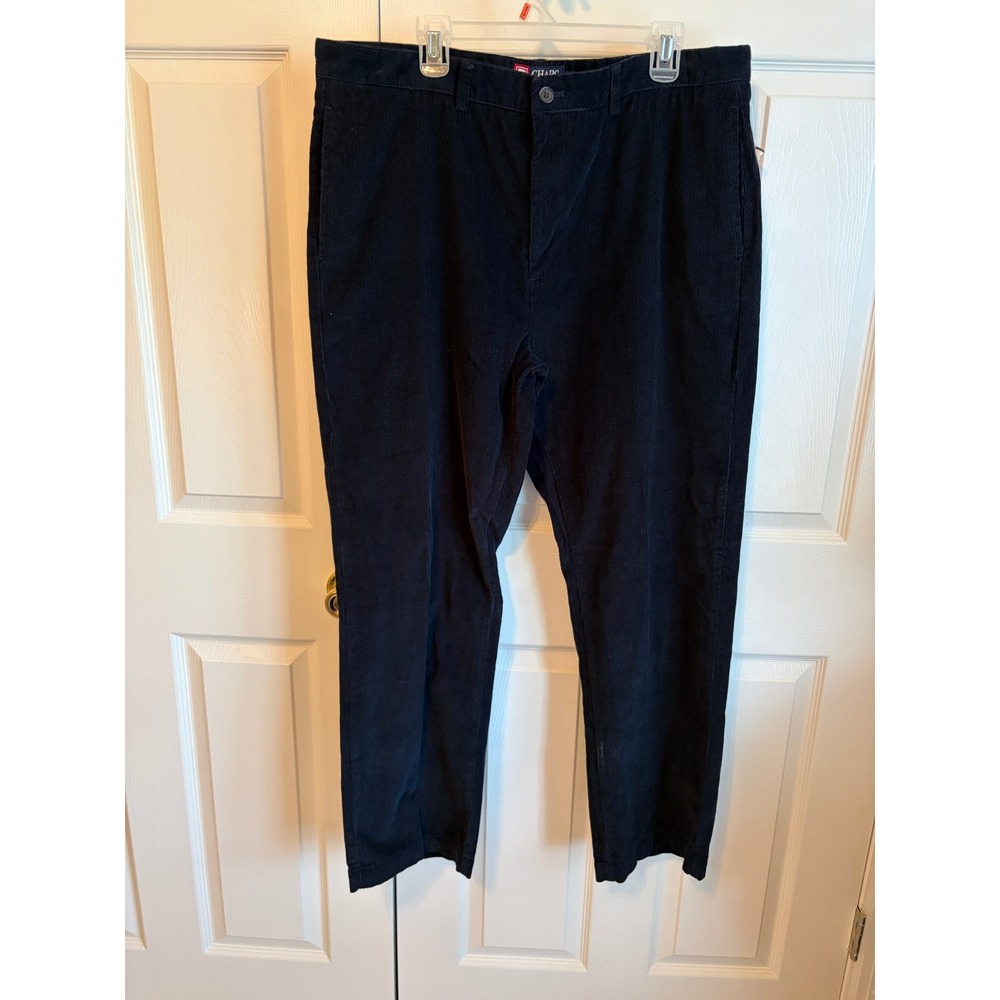 Chaps Mens Navy Blue Corduroy Pants Straight Leg 100% Cotton 40x32